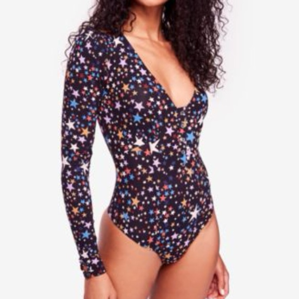 Free People Multicolor Star Print Bodysuit